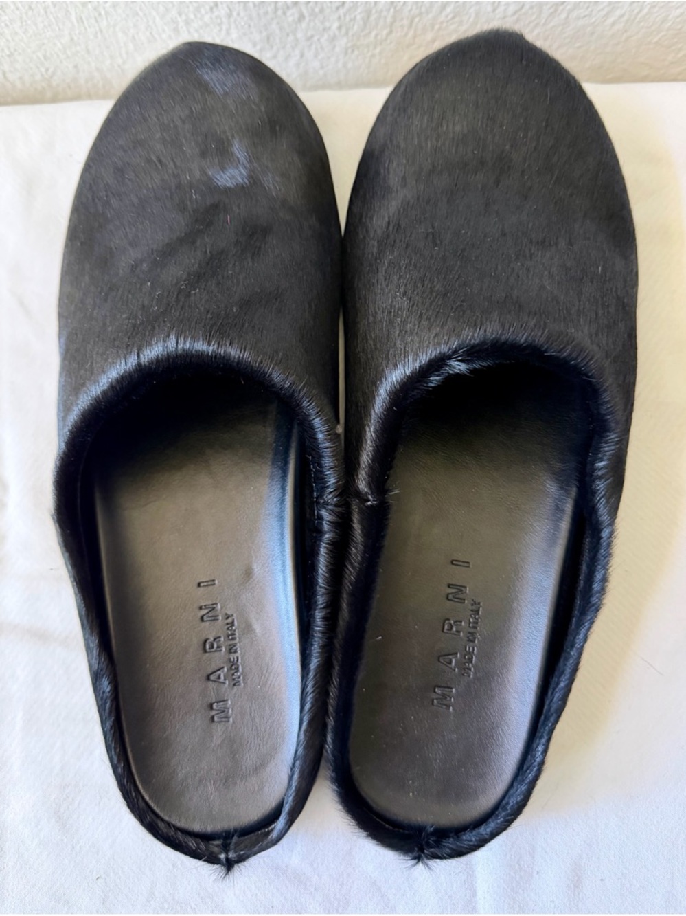 Marni Black Haircalf Slip-On Flats